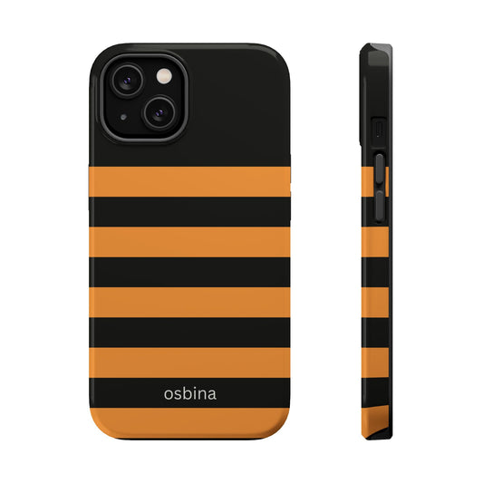 osbina | MagSafe Compatible for iPhone | The Horizon Stripe Case in Black + Orange | The Season Collective