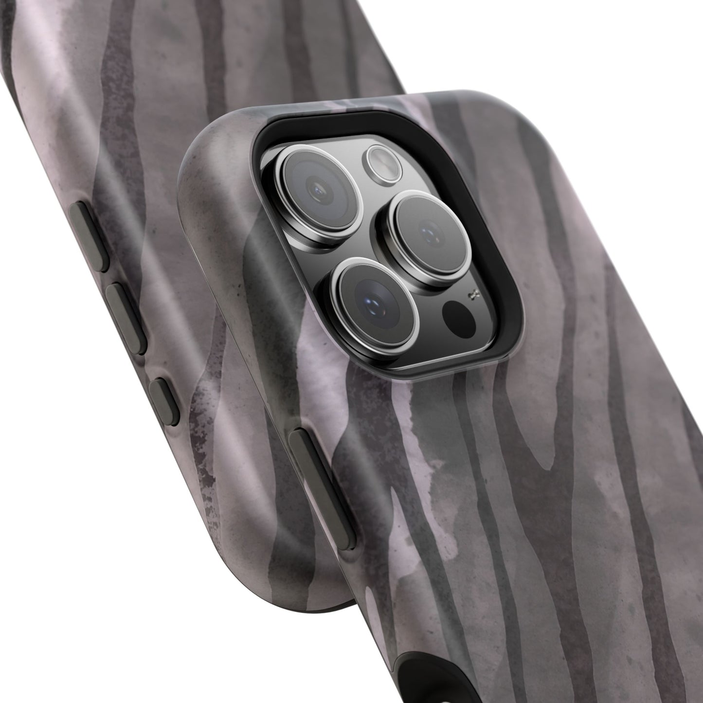 osbina | MagSafe Compatible for iPhone | Stripes on Point — The Muted Gray + Black Tiger Case | The Season Collective