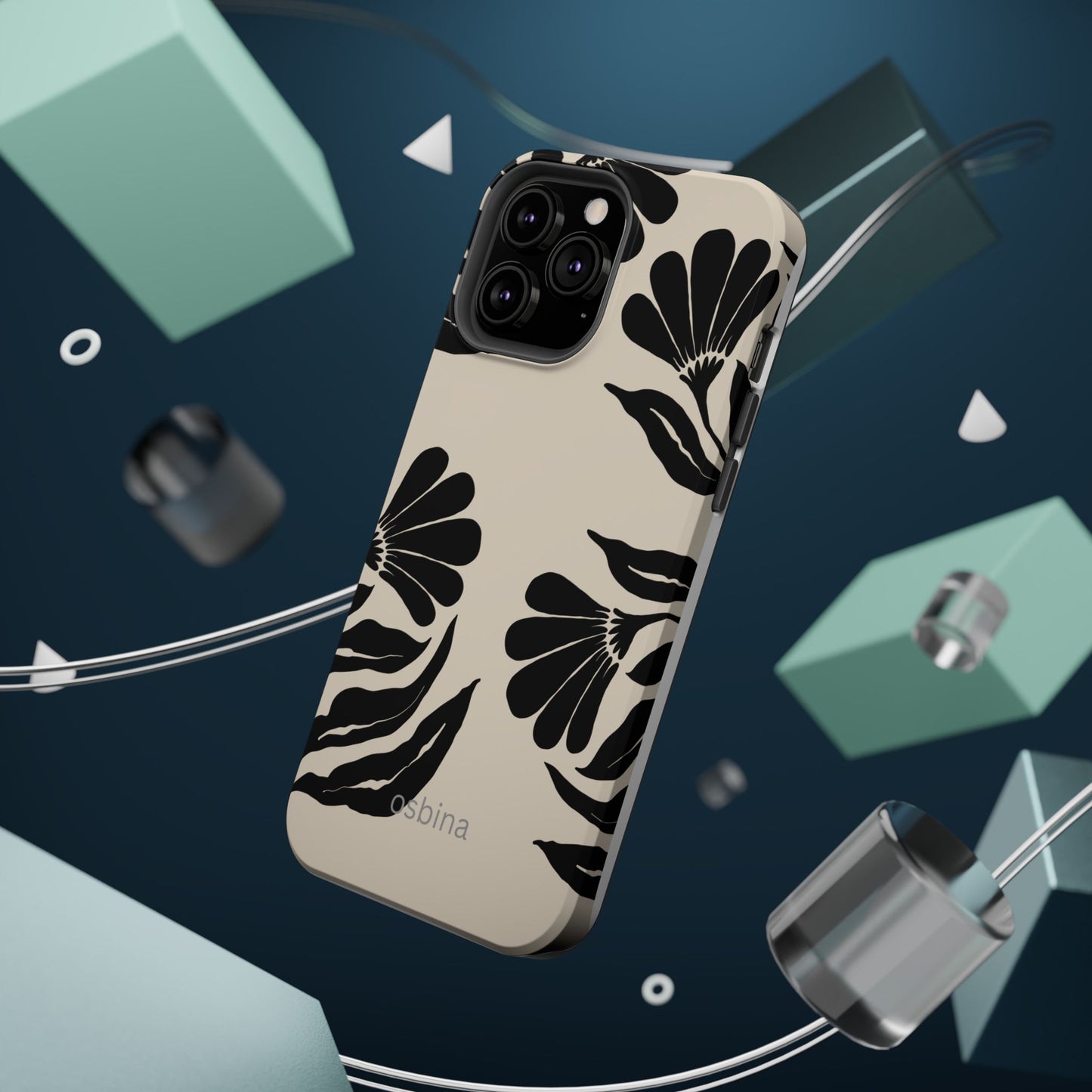 osbina | MagSafe compatible for iPhone | Obsidian Bloom Flower Phone Case | Modern Muse Collection