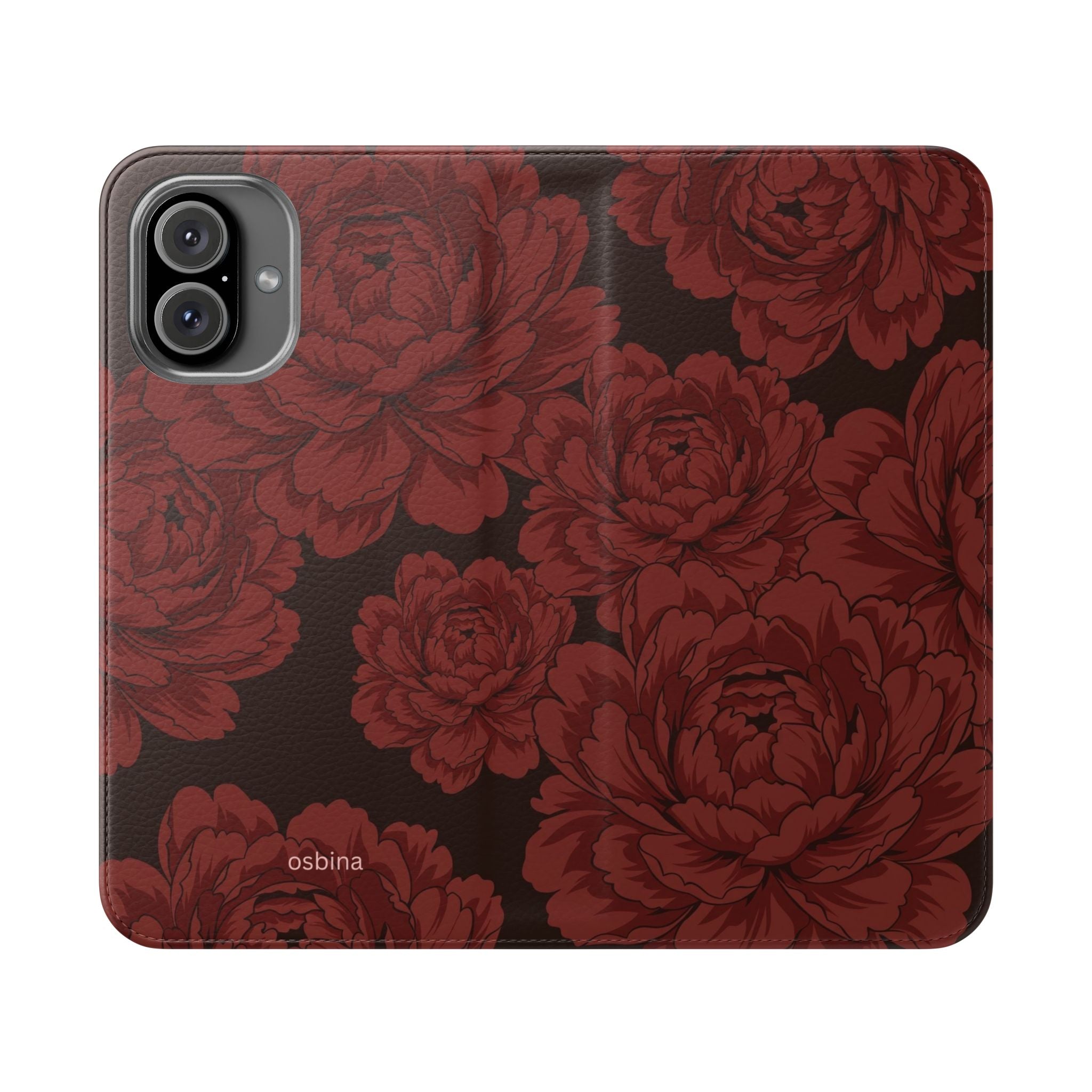 osbina | Wallet Flip Case for iPhone & Samsung | Oxblood Peony