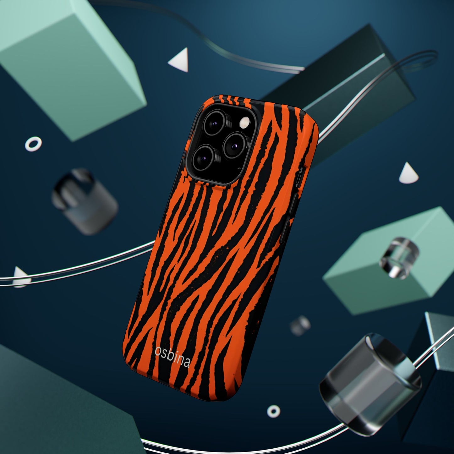 osbina | MagSafe Compatible for iPhone | Tiger, But Make It Chic — The Bengal Stripe Case in Orange + Black | The Season Collective