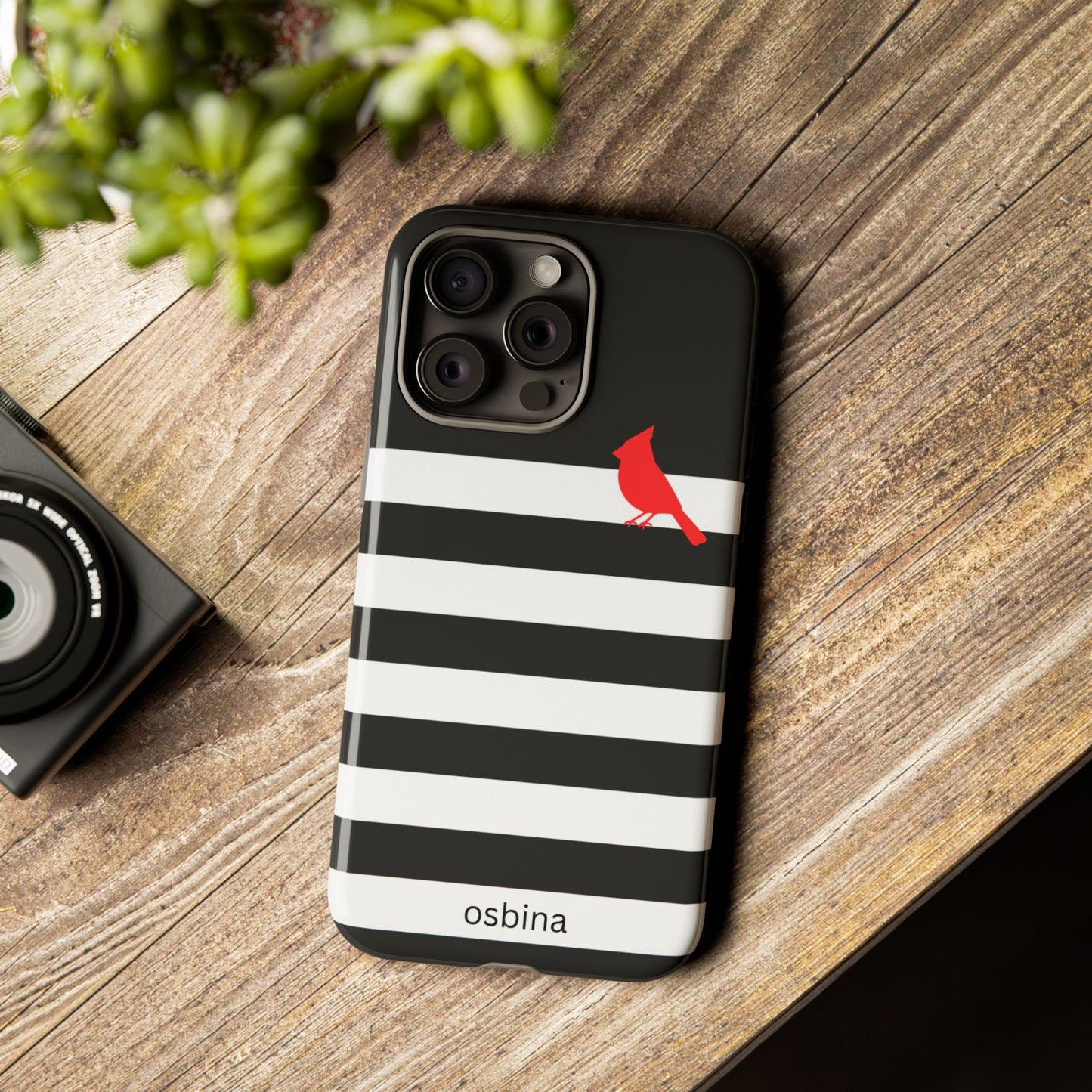 osbina | Redbird Edition Thinking of You Phone Case Black & White Stripe | Inspired By Collection