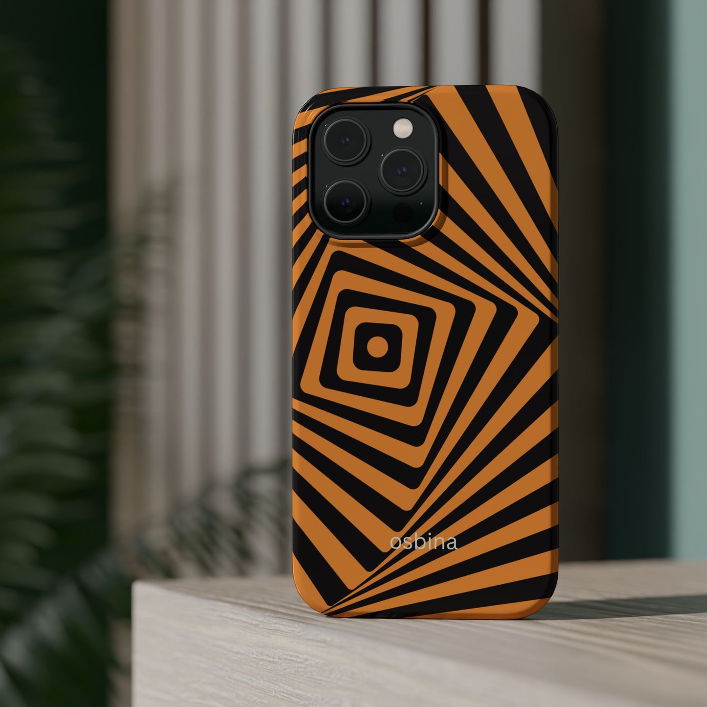 osbina | MagSafe Compatible for iPhone | Step Into the Zone — The Orange + Black Spiral Case | The Season Collective