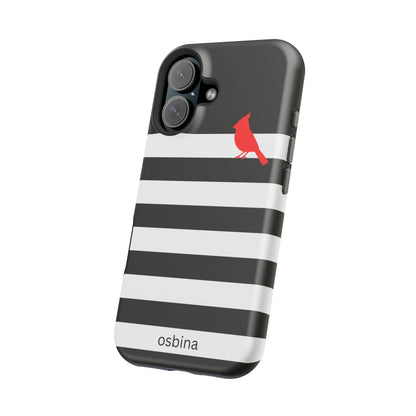 osbina | MagSafe compatible for iPhone | Redbird Edition Thinking of You Phone Case Black & White Stripe | Inspired By Collection