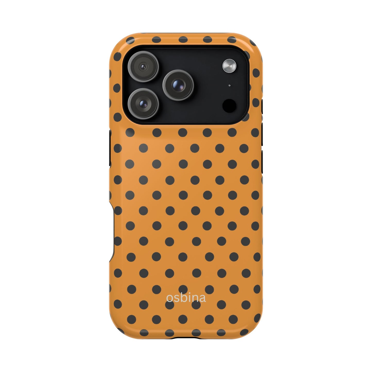 osbina | MagSafe Compatible for iPhone | Spot On Chic — The Orange + Black Polka Dot Case | The Season Collective