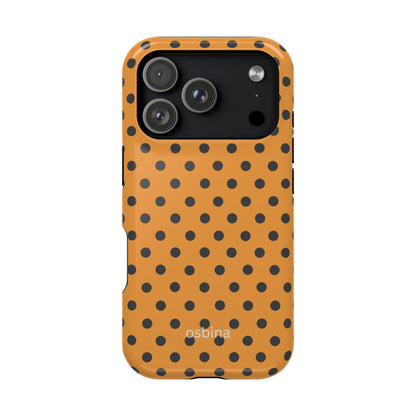 osbina | MagSafe Compatible for iPhone | Spot On Chic — The Orange + Black Polka Dot Case | The Season Collective