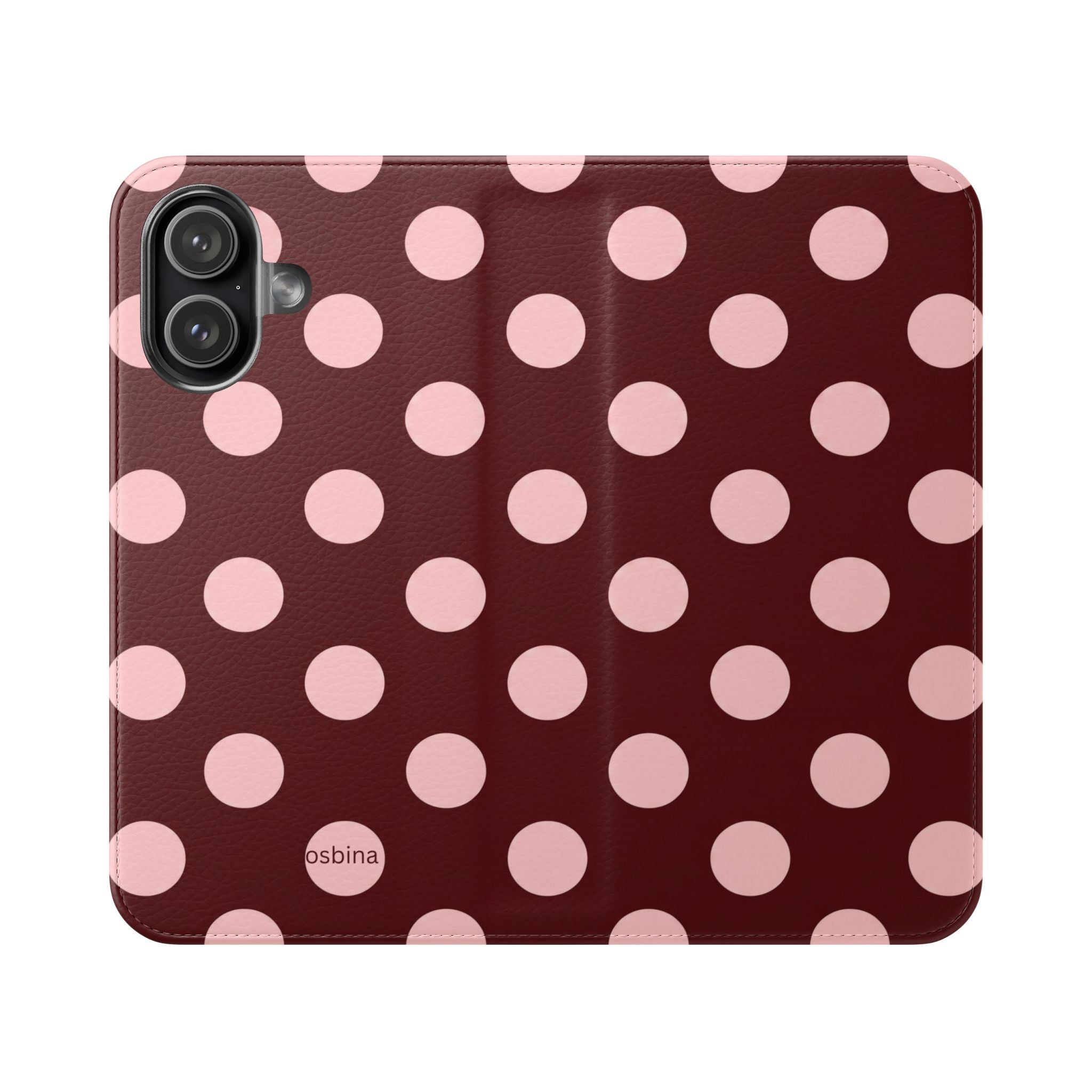 osbina | Wallet Flip Case for iPhone & Samsung | Oxblood Dot