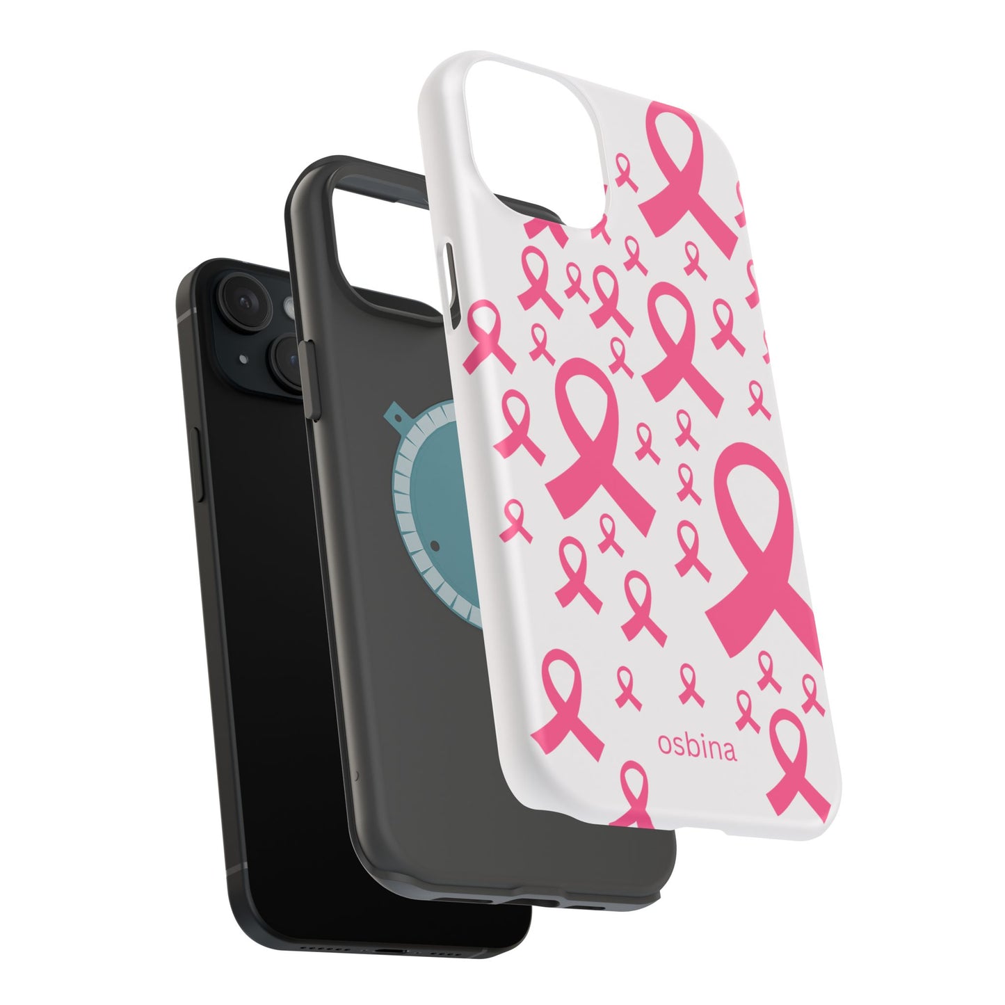 osbina |  MagSafe compatible for iPhone | Limited Edition Strength in Ribbons Case in Light Pink + Soft Pink + Hot Pink | The Pink October Collection | Inspired By