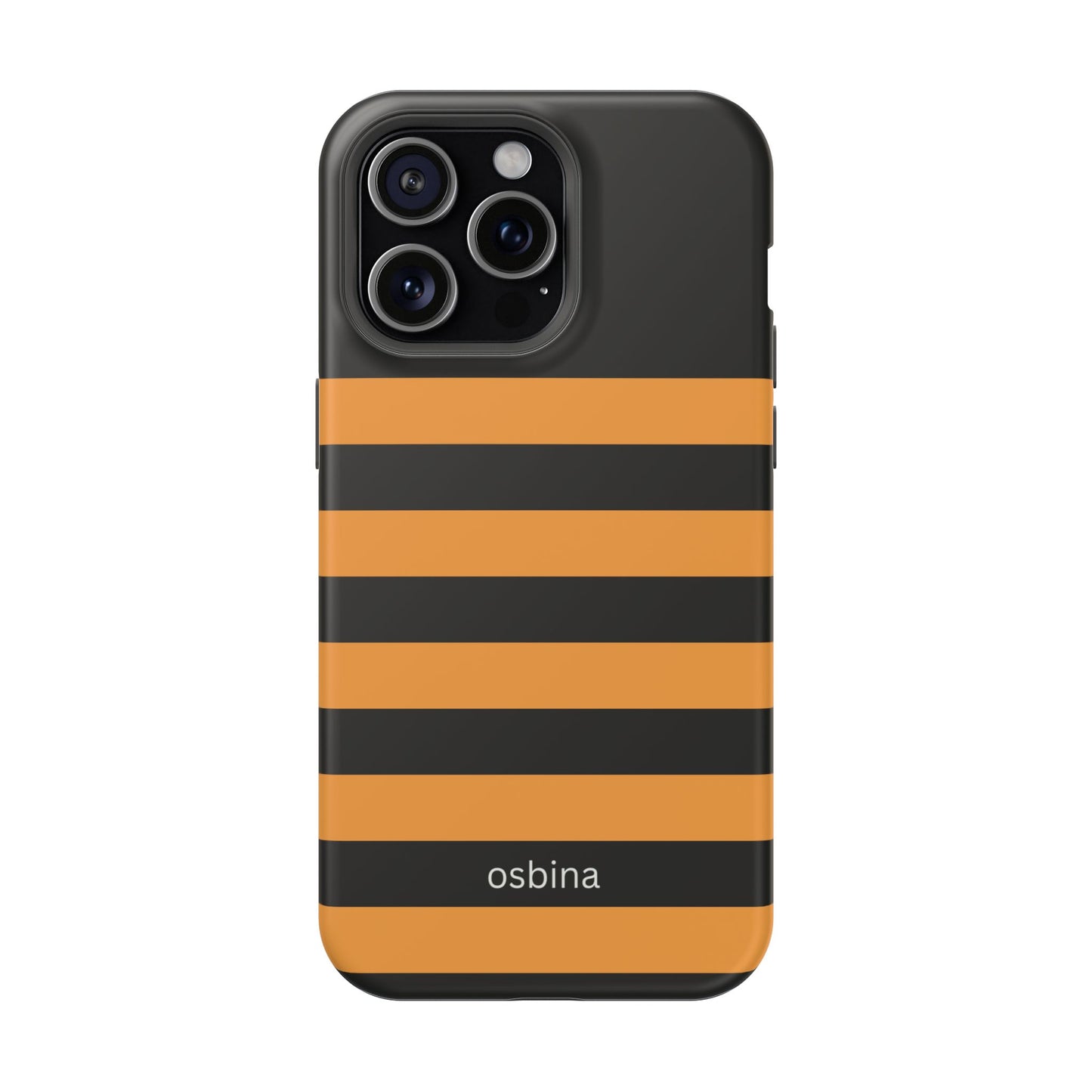 osbina | MagSafe Compatible for iPhone | The Horizon Stripe Case in Black + Orange | The Season Collective