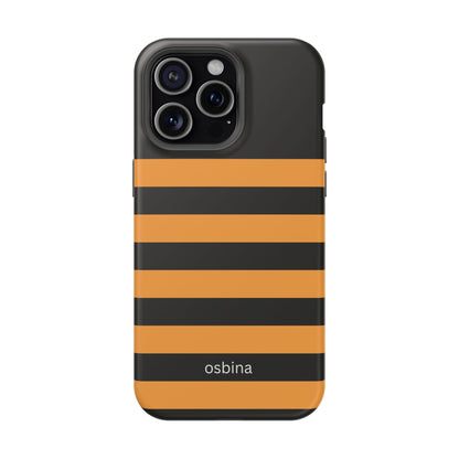 osbina | MagSafe Compatible for iPhone | The Horizon Stripe Case in Black + Orange | The Season Collective