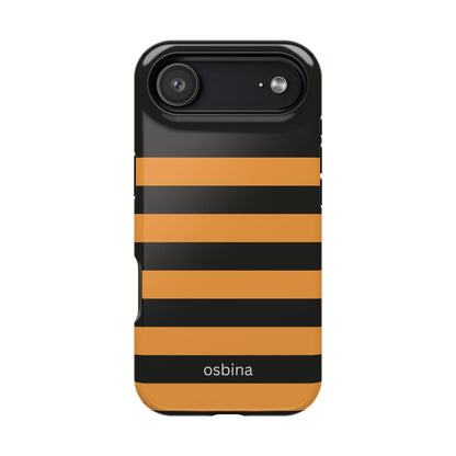 osbina | MagSafe Compatible for iPhone | The Horizon Stripe Case in Black + Orange | The Season Collective
