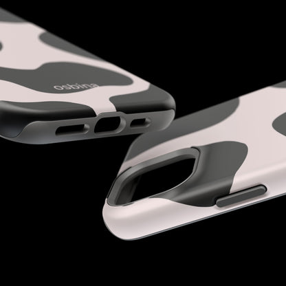 osbina | MagSafe compatible for iPhone | Prairie Chic Pink & Black Cow Print Phone Case | Modern Muse Collection