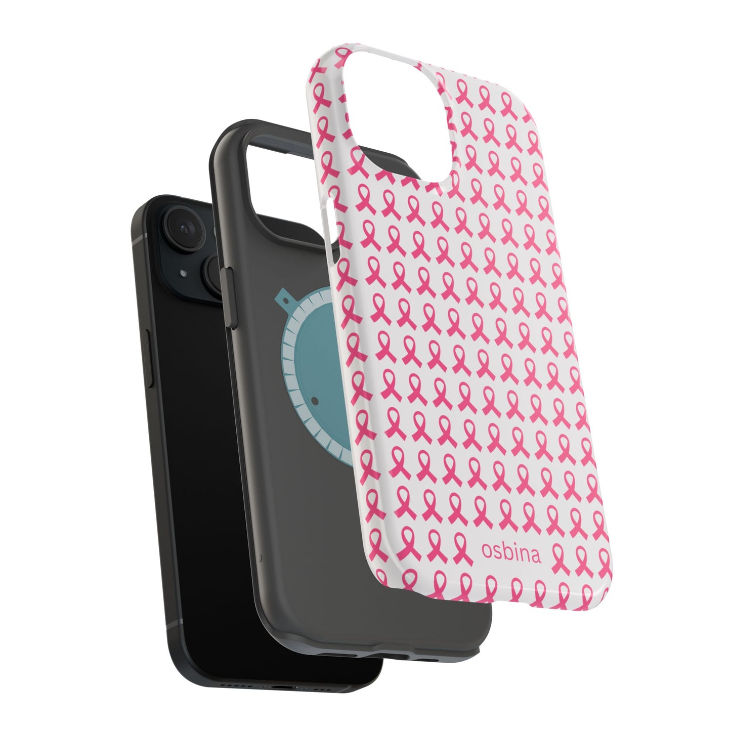 osbina |  MagSafe compatible for iPhone | Limited Edition The Side By Side Pink Ribbons Case in Light Pink + Soft Pink + Hot Pink | The Pink October Collection | Inspired By
