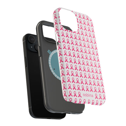 osbina |  MagSafe compatible for iPhone | Limited Edition The Side By Side Pink Ribbons Case in Light Pink + Soft Pink + Hot Pink | The Pink October Collection | Inspired By