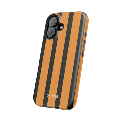osbina | MagSafe Compatible for iPhone | The Statement Stripe Case in Black + Orange | The Season Collective