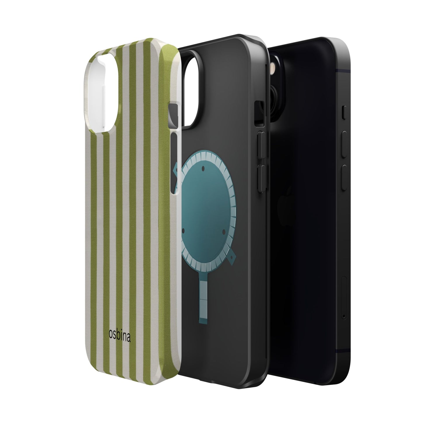 osbina | MagSafe compatible for iPhone | Verde Stripe Phone Case | Color Edit Collection