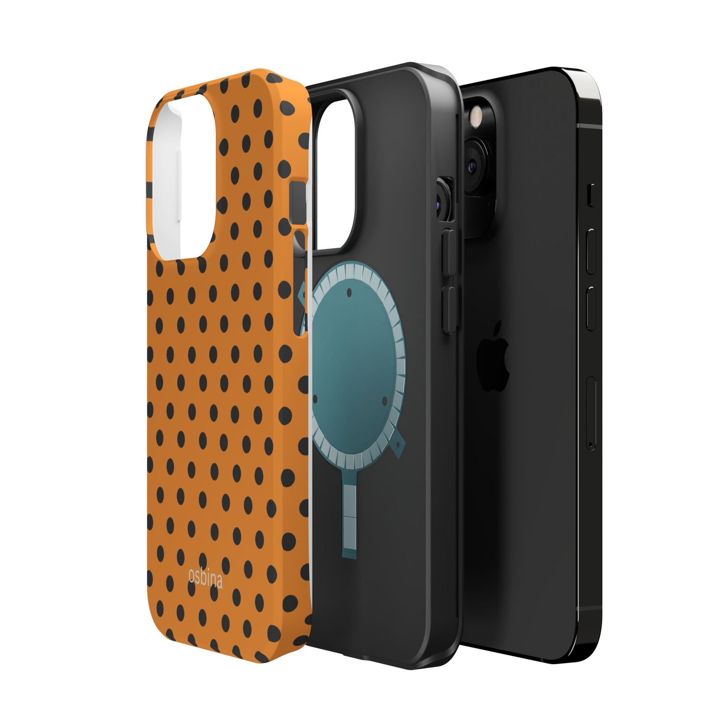 osbina | MagSafe Compatible for iPhone | Spot On Chic — The Orange + Black Polka Dot Case | The Season Collective