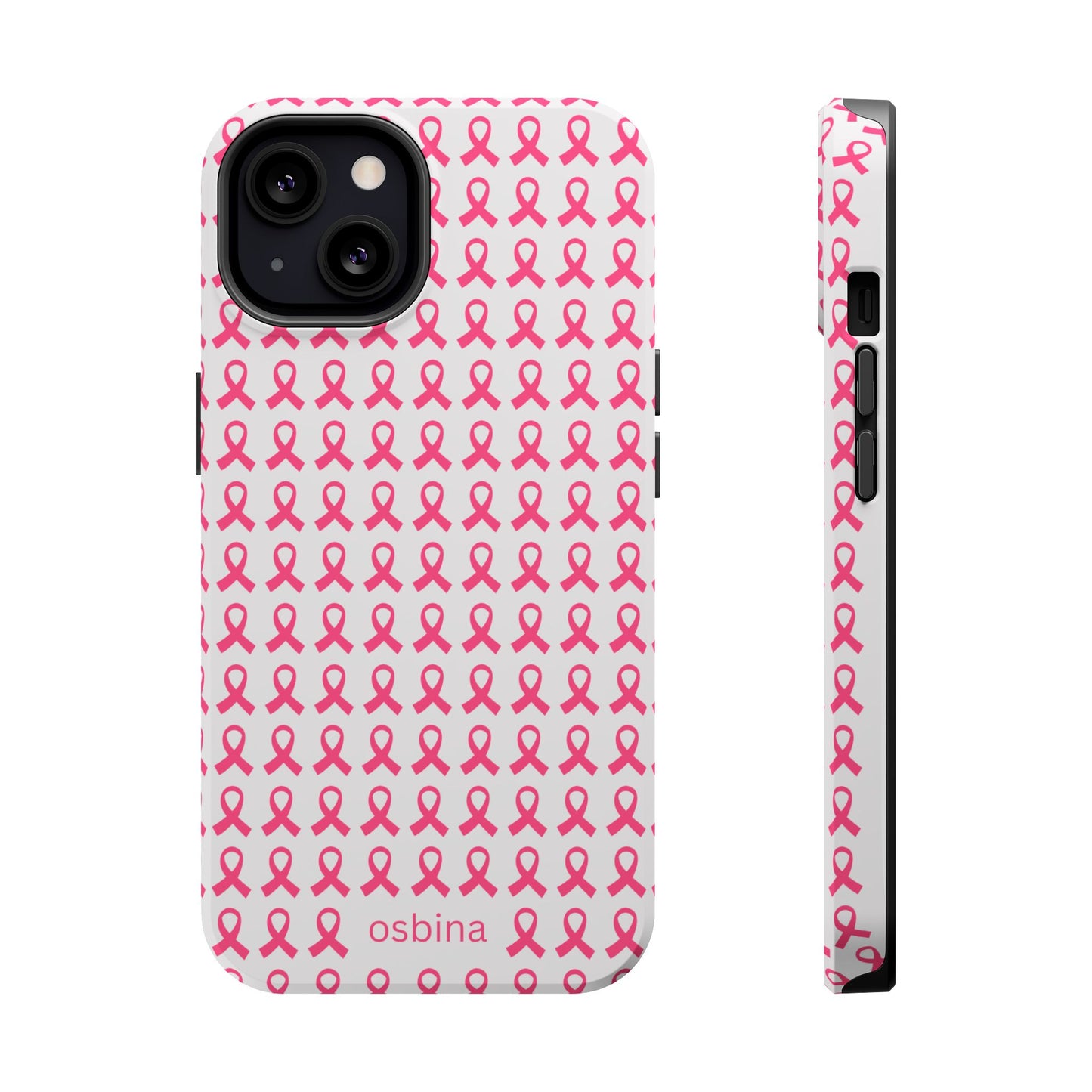 osbina |  MagSafe compatible for iPhone | Limited Edition The Side By Side Pink Ribbons Case in Light Pink + Soft Pink + Hot Pink | The Pink October Collection | Inspired By
