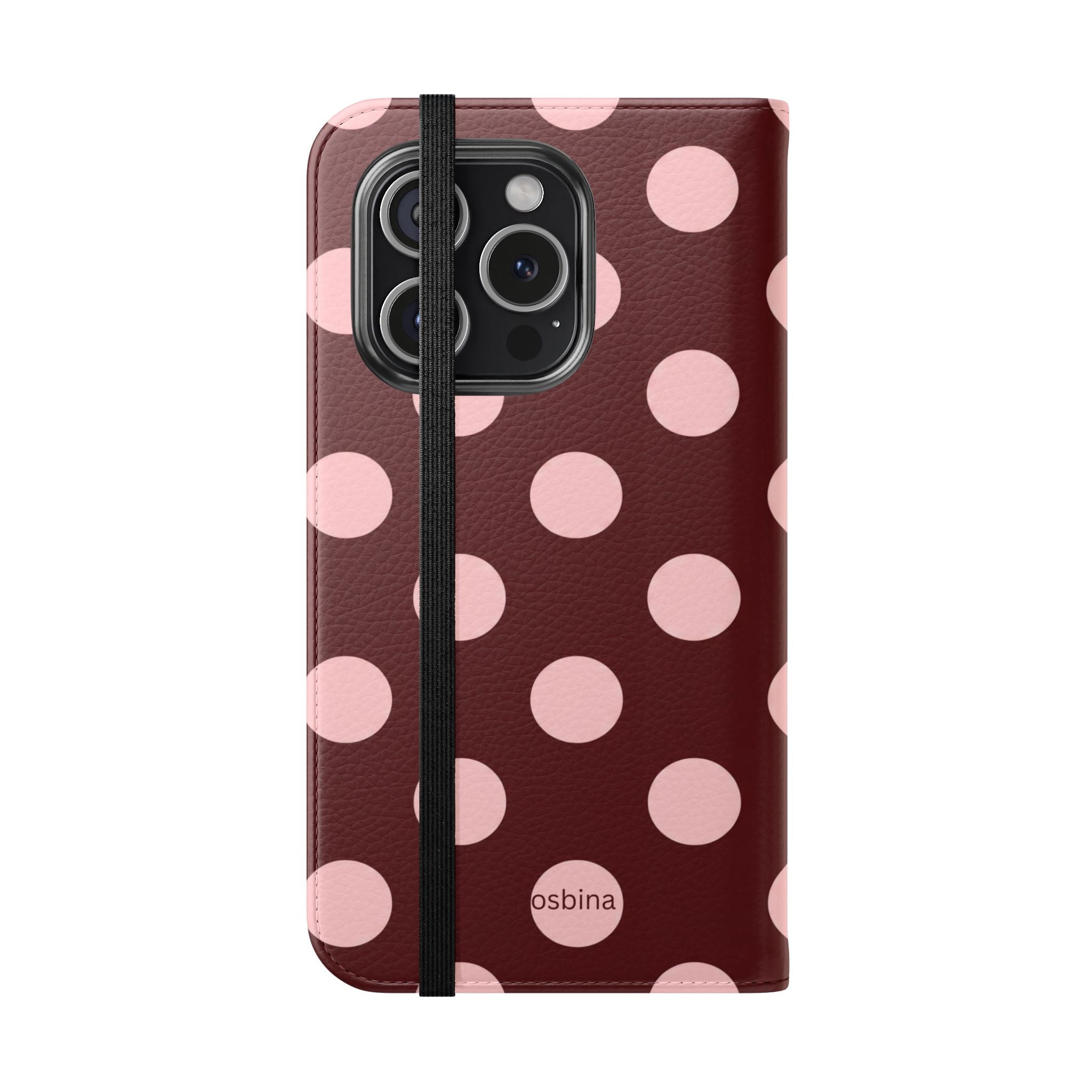 osbina | Wallet Flip Case for iPhone & Samsung | Oxblood Dot