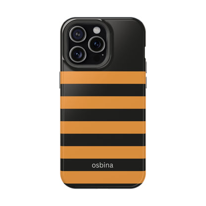 osbina | MagSafe Compatible for iPhone | The Horizon Stripe Case in Black + Orange | The Season Collective