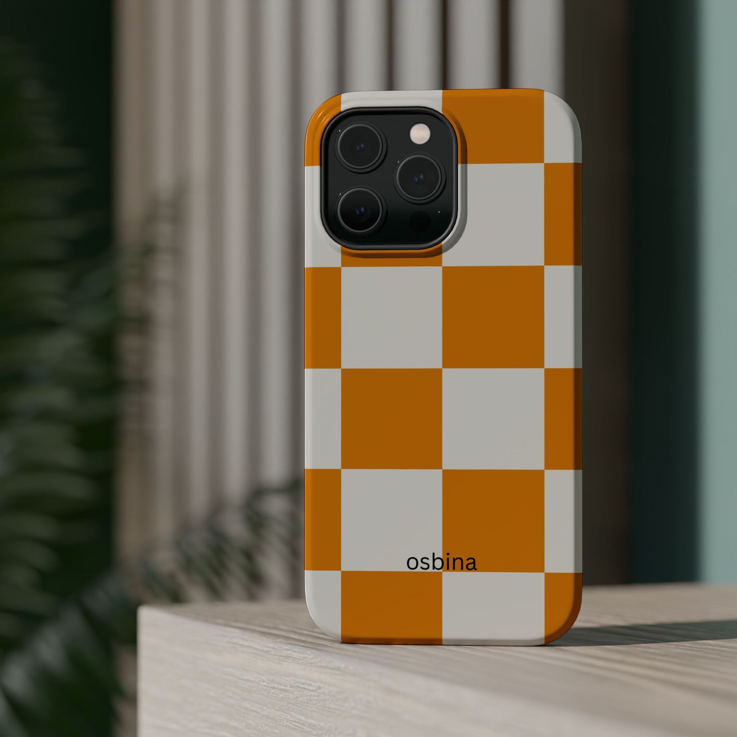osbina | MagSafe Compatible for iPhone | Check You Out — The Orange + White Check Case | The Season Collective