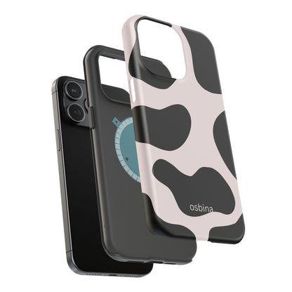 osbina | MagSafe compatible for iPhone | Prairie Chic Pink & Black Cow Print Phone Case | Modern Muse Collection