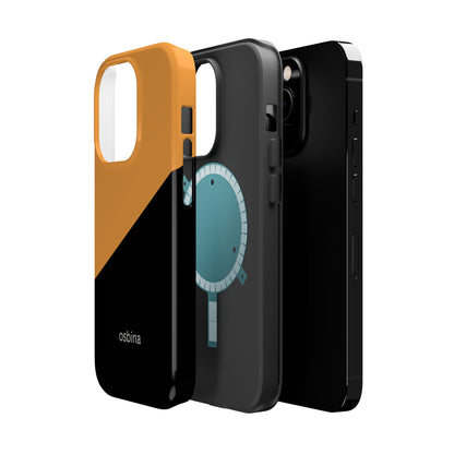 osbina | MagSafe Compatible for iPhone | Bold Moves Only — The Orange + Black Split Diagonal Case | The Season Collective