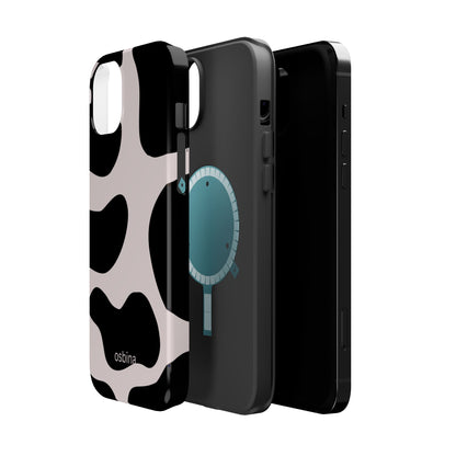 osbina | MagSafe compatible for iPhone | Prairie Chic Pink & Black Cow Print Phone Case | Modern Muse Collection