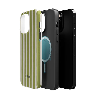 osbina | MagSafe compatible for iPhone | Verde Stripe Phone Case | Color Edit Collection
