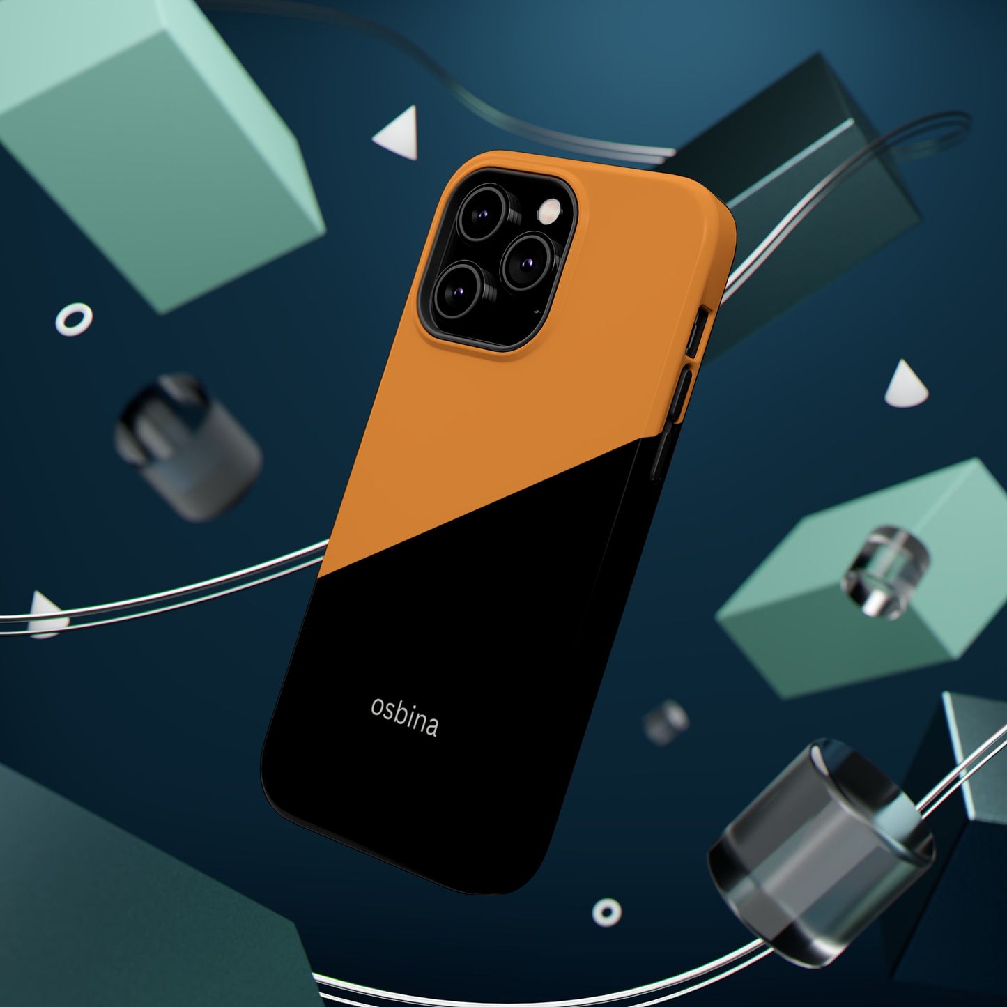 osbina | MagSafe Compatible for iPhone | Bold Moves Only — The Orange + Black Split Diagonal Case | The Season Collective