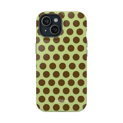 osbina | MagSafe for iPhone | Chartreuse Cocoa Dots Designer Case