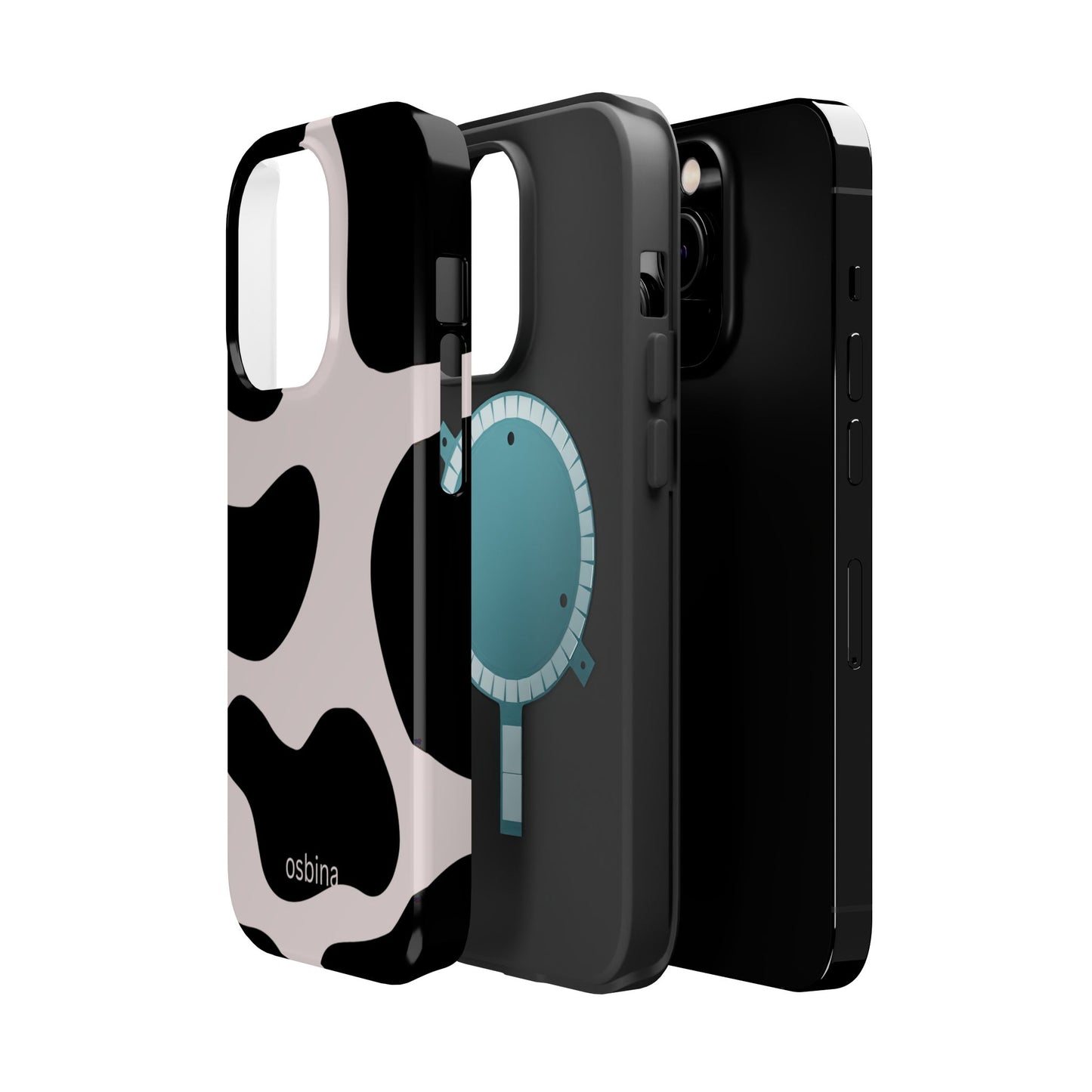 osbina | MagSafe compatible for iPhone | Prairie Chic Pink & Black Cow Print Phone Case | Modern Muse Collection