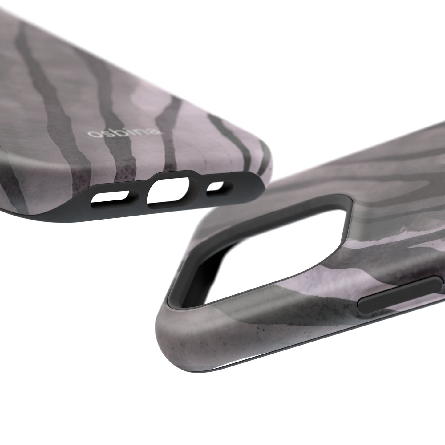 osbina | MagSafe Compatible for iPhone | Stripes on Point — The Muted Gray + Black Tiger Case | The Season Collective