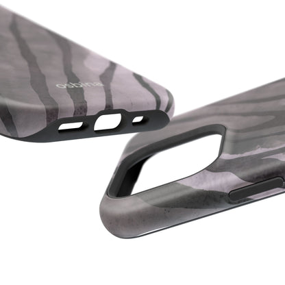 osbina | MagSafe Compatible for iPhone | Stripes on Point — The Muted Gray + Black Tiger Case | The Season Collective