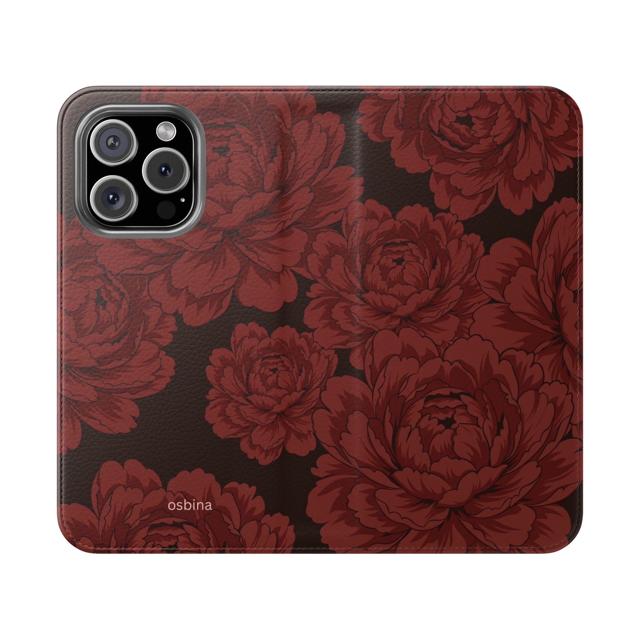 osbina | Wallet Flip Case for iPhone & Samsung | Oxblood Peony