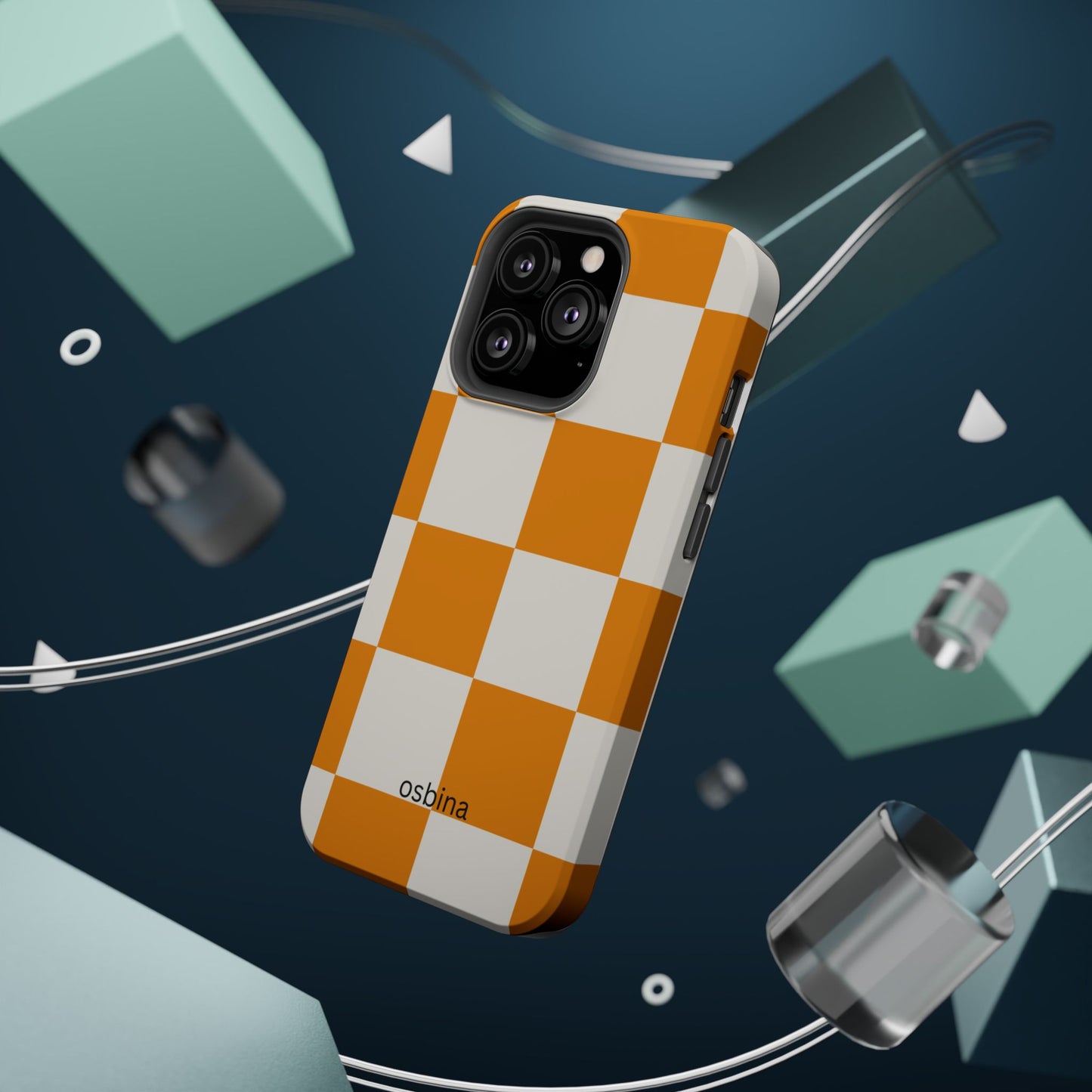 osbina | MagSafe Compatible for iPhone | Check You Out — The Orange + White Check Case | The Season Collective
