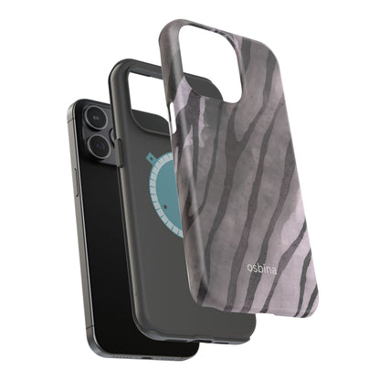osbina | MagSafe Compatible for iPhone | Stripes on Point — The Muted Gray + Black Tiger Case | The Season Collective