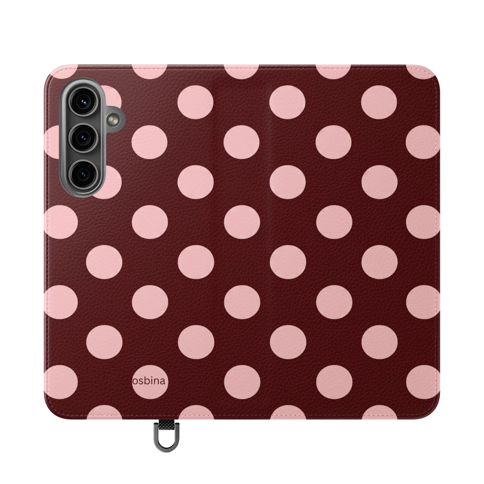 osbina | Wallet Flip Case for iPhone & Samsung | Oxblood Dot
