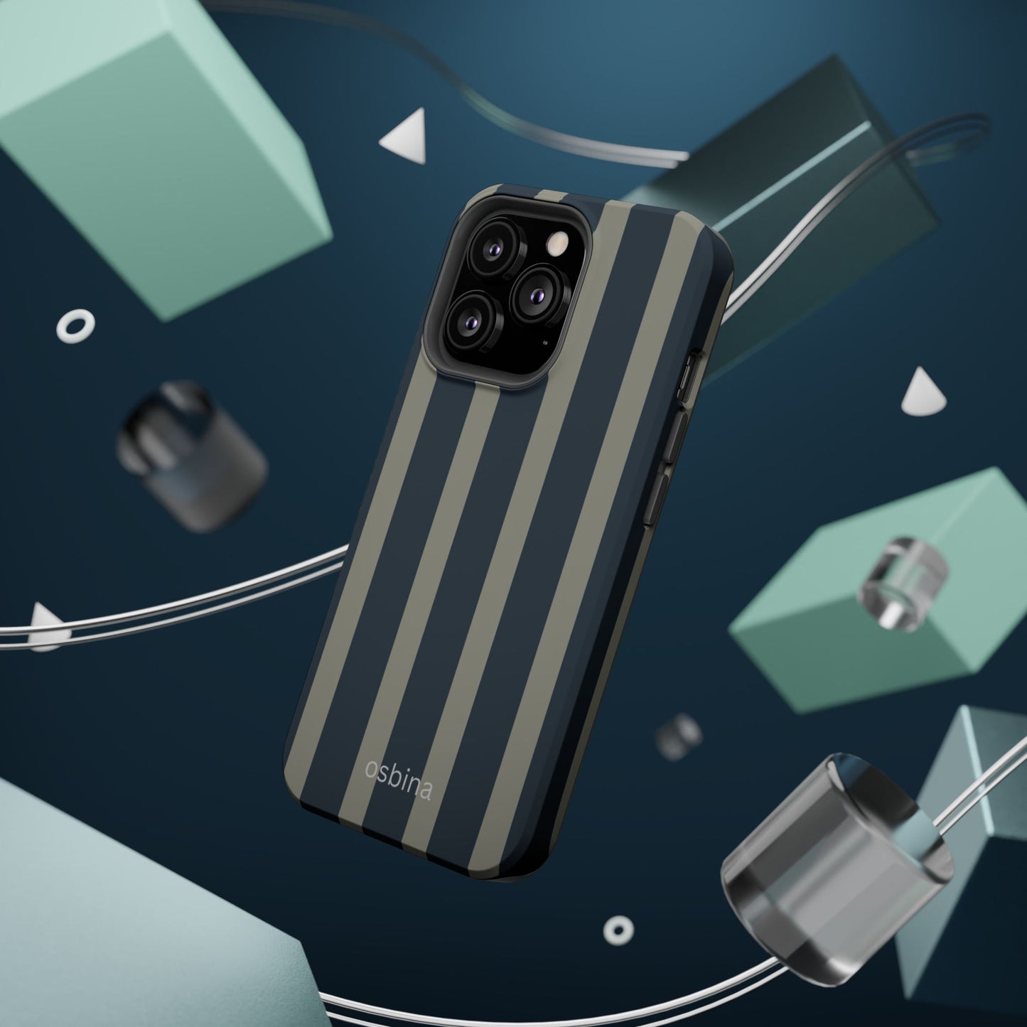 osbina | MagSafe compatible for iPhone | Grayhaven Navy & Gray Sophisticated Phone Case | Modern Muse Collection