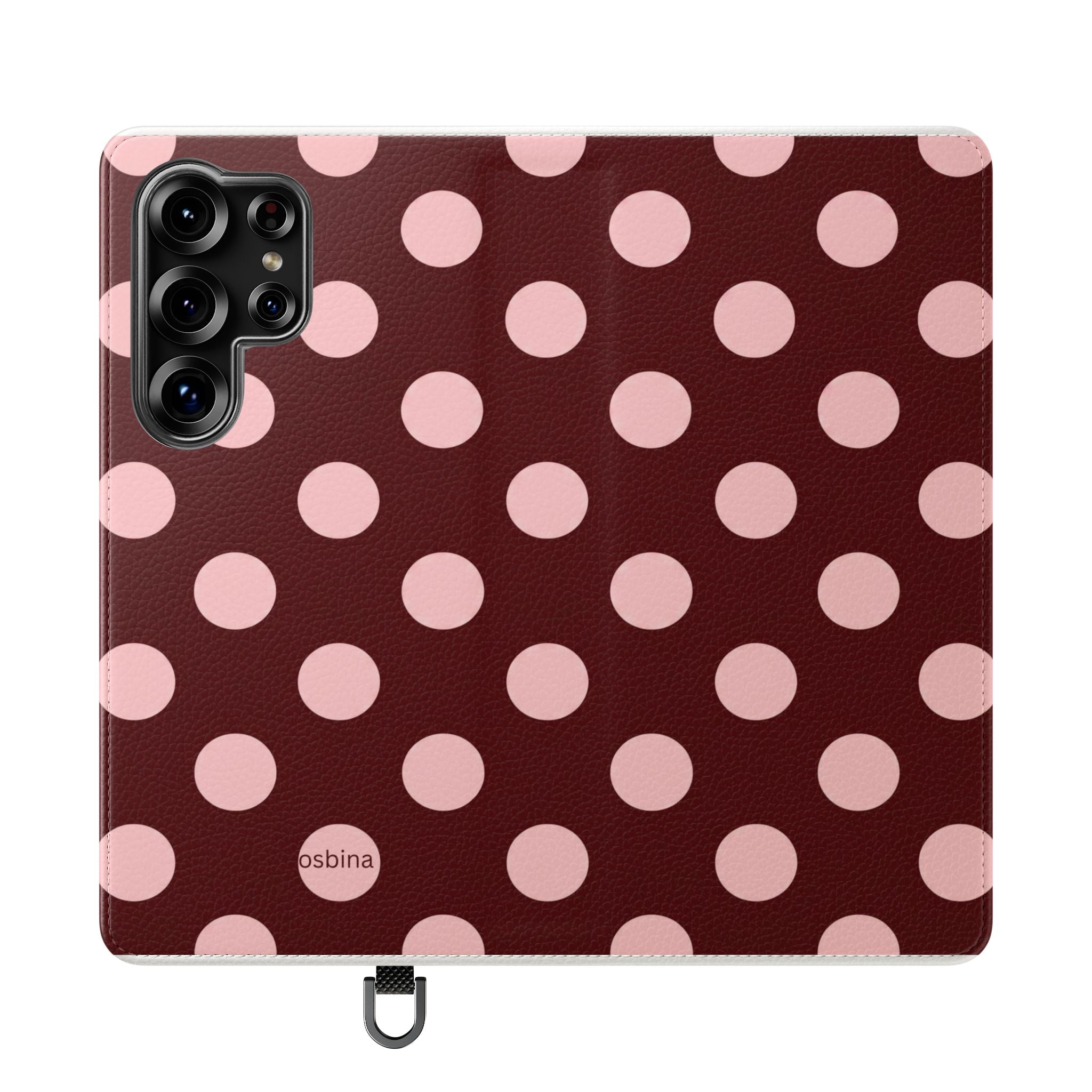 osbina | Wallet Flip Case for iPhone & Samsung | Oxblood Dot