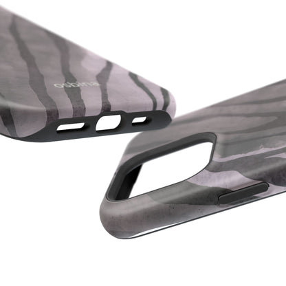 osbina | MagSafe Compatible for iPhone | Stripes on Point — The Muted Gray + Black Tiger Case | The Season Collective