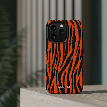 osbina | MagSafe Compatible for iPhone | Tiger, But Make It Chic — The Bengal Stripe Case in Orange + Black | The Season Collective