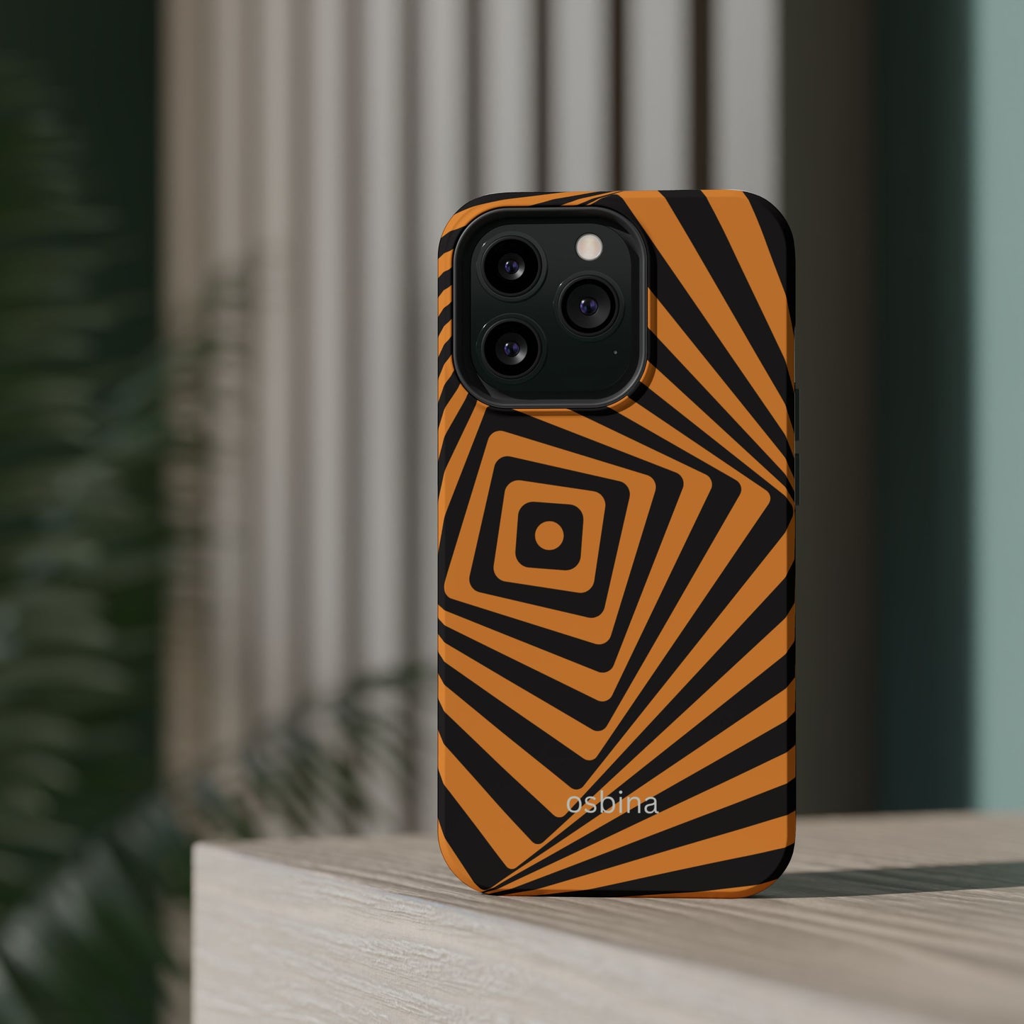 osbina | MagSafe Compatible for iPhone | Step Into the Zone — The Orange + Black Spiral Case | The Season Collective