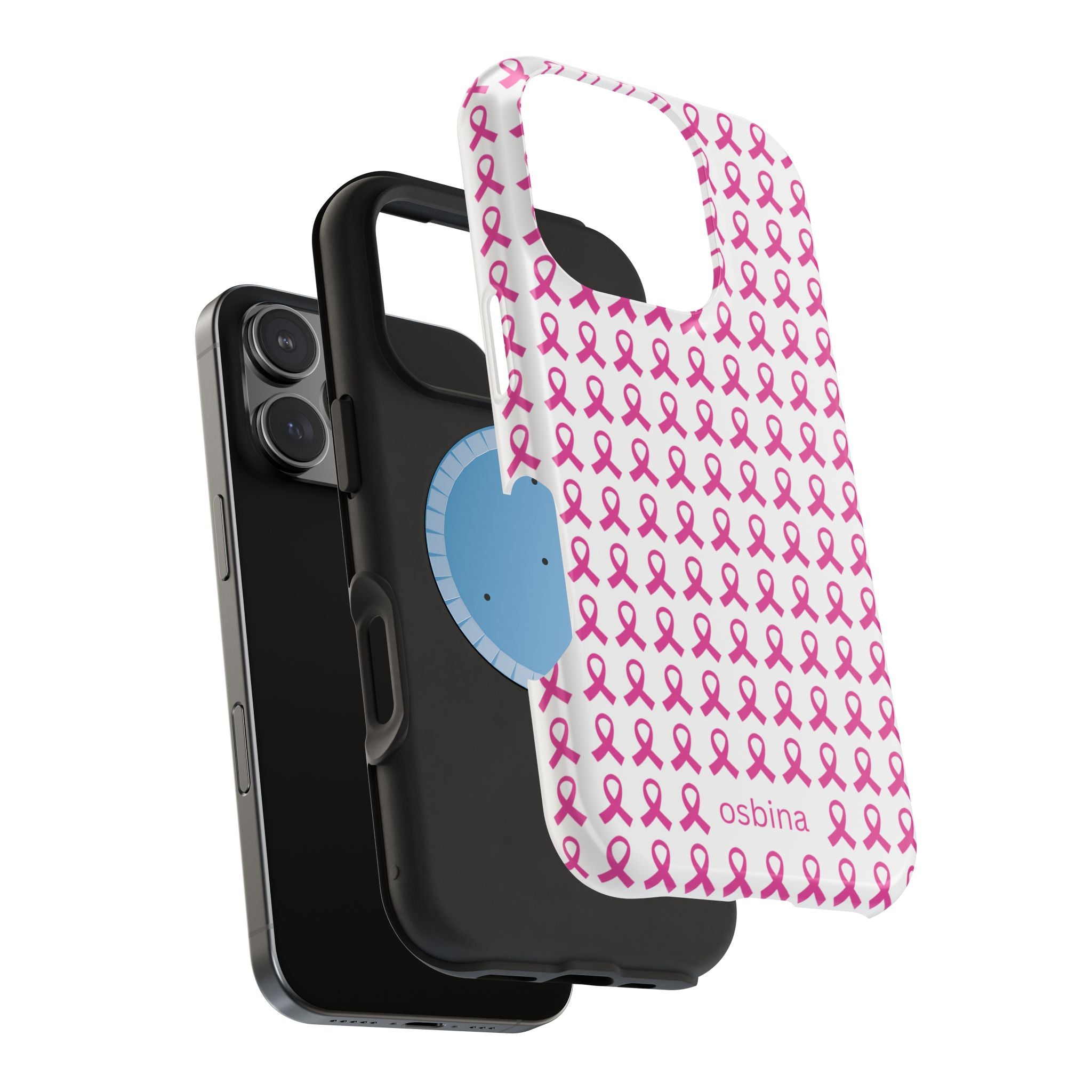 YAYOU MagSafe for iPhone | Side by Side Pink Ribbon Designer Case | osbina