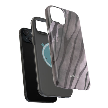 osbina | MagSafe Compatible for iPhone | Stripes on Point — The Muted Gray + Black Tiger Case | The Season Collective