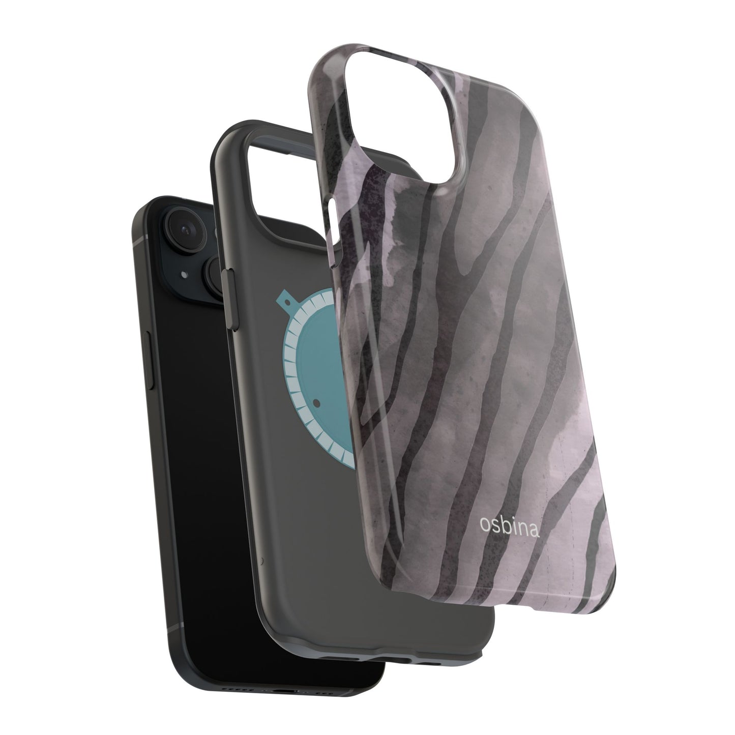osbina | MagSafe Compatible for iPhone | Stripes on Point — The Muted Gray + Black Tiger Case | The Season Collective