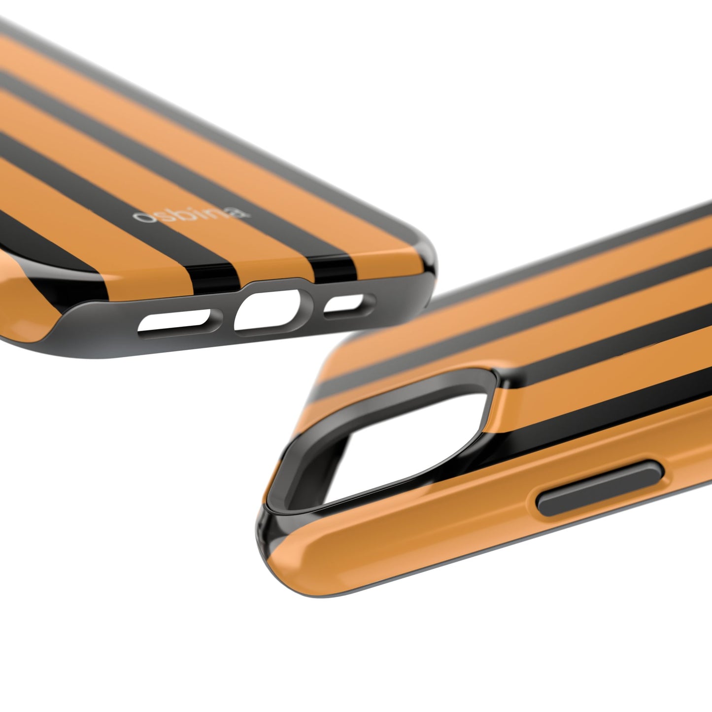 osbina | MagSafe Compatible for iPhone | The Statement Stripe Case in Black + Orange | The Season Collective