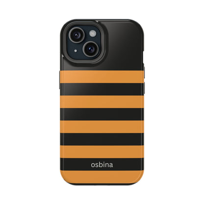 osbina | MagSafe Compatible for iPhone | The Horizon Stripe Case in Black + Orange | The Season Collective