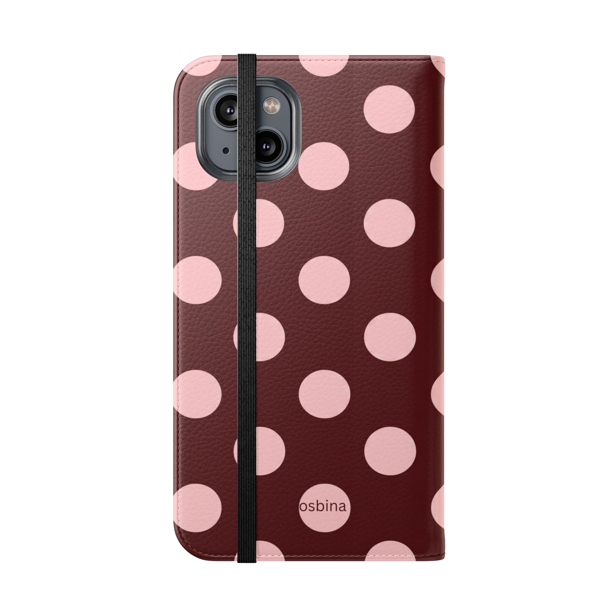 osbina | Wallet Flip Case for iPhone & Samsung | Oxblood Dot