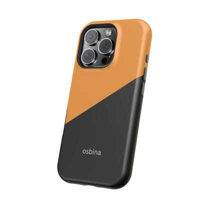 osbina | MagSafe Compatible for iPhone | Bold Moves Only — The Orange + Black Split Diagonal Case | The Season Collective